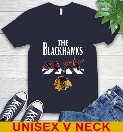 NHL Hockey Chicago Blackhawks The Beatles Rock Band Shirt V-Neck T-Shirt 2