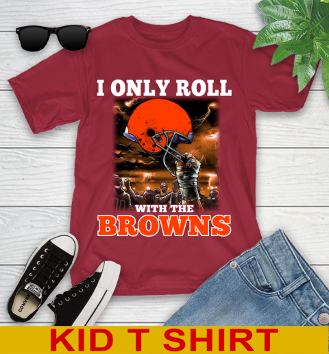 Cleveland Browns NFL Football I Only Roll With My Team Sports Youth T-Shirt 12