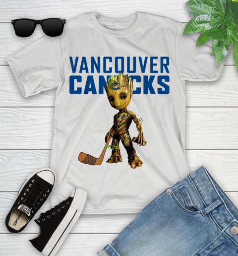 Vancouver Canucks NHL Hockey Groot Marvel Guardians Of The Galaxy Youth T-Shirt