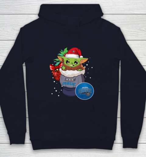 Orlando Magic Christmas Baby Yoda Star Wars Funny Happy NBA Youth Hoodie 3