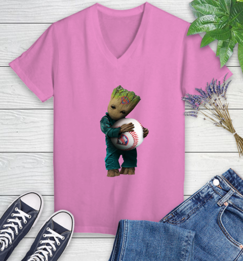 MLB Groot Guardians Of The Galaxy Baseball Sports Philadelphia Phillies Women's V-Neck T-Shirt 14