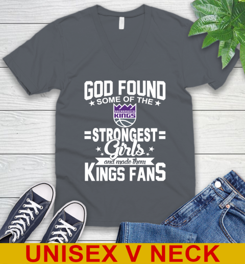Sacramento Kings NBA Basketball God Found Some Of The Strongest Girls Adoring Fans V-Neck T-Shirt - Image 5