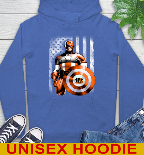 Cincinnati Bengals NFL Football Captain America Marvel Avengers American Flag Shirt Hoodie 9