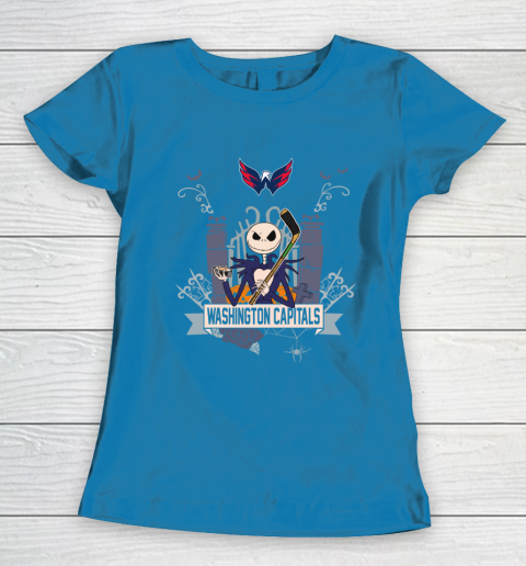 NHL Washington Capitals Hockey Jack Skellington Halloween Women's T-Shirt 6