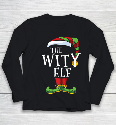 Witty Elf Family Matching Christmas Group Funny Pajama Youth Long Sleeve