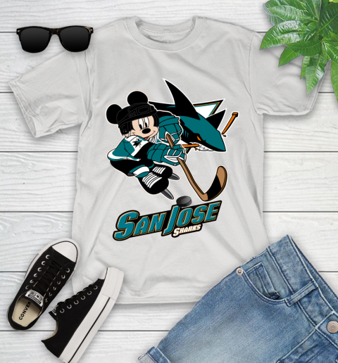 NHL San Jose Sharks Mickey Mouse Disney Hockey T Shirt Youth T-Shirt