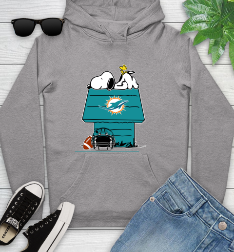 Miami Dolphins NFL Football Snoopy Woodstock The Peanuts Movie Youth Hoodie 6