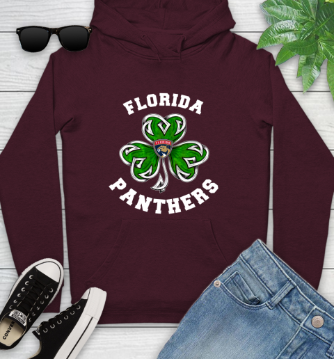 NHL Florida Panthers Three Leaf Clover St Patrick's Day Hockey Sports Youth Hoodie 7