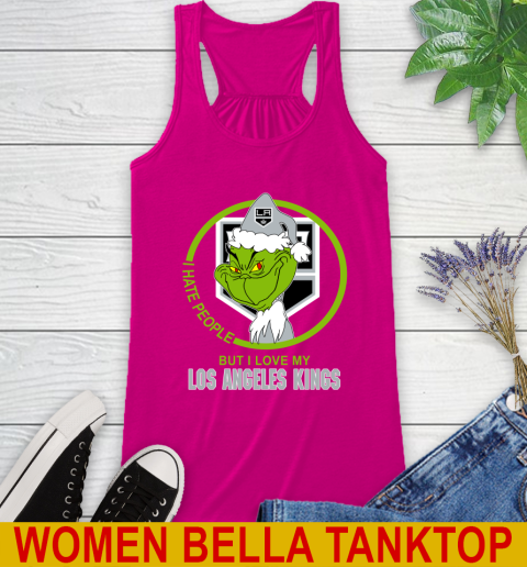 Los Angeles Kings NHL Christmas Grinch I Hate People But I Love My Favorite Hockey Team Racerback Tank 8