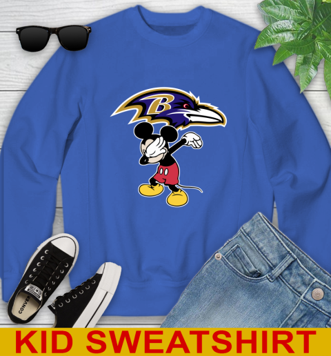 Baltimore Ravens NFL Football Dabbing Mickey Disney Sports Youth Sweatshirt 7