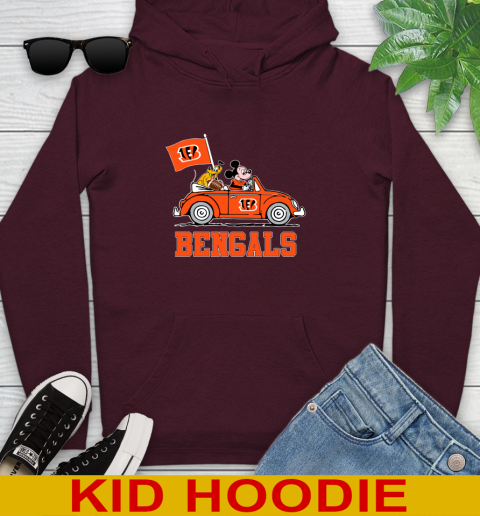 NFL Football Cincinnati Bengals Pluto Mickey Driving Disney Shirt Youth Hoodie 7