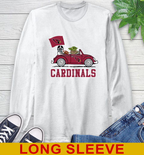 NFL Football Arizona CardinalsDarth Vader Baby Yoda Driving Star Wars Shirt Long Sleeve T-Shirt