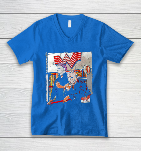 Michael Myers and Jason Voorhees drinking Whataburger V-Neck T-Shirt 5