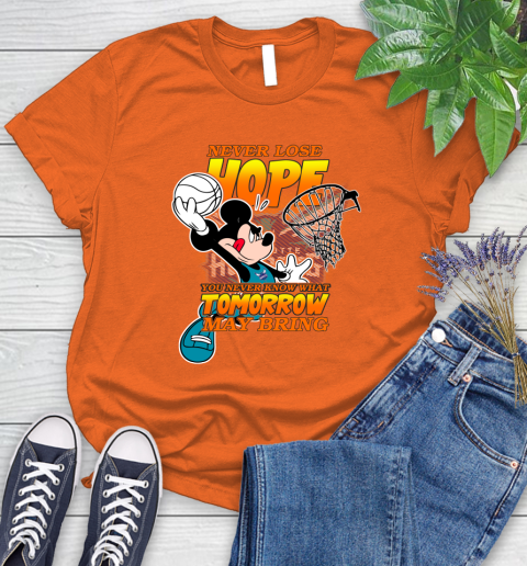 Charlotte Hornets NBA Basketball Mickey Disney Never Lose Hope Women's T-Shirt 3