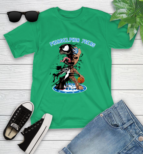 NBA Philadelphia 76ers Basketball Venom Groot Guardians Of The Galaxy Youth T-Shirt 6