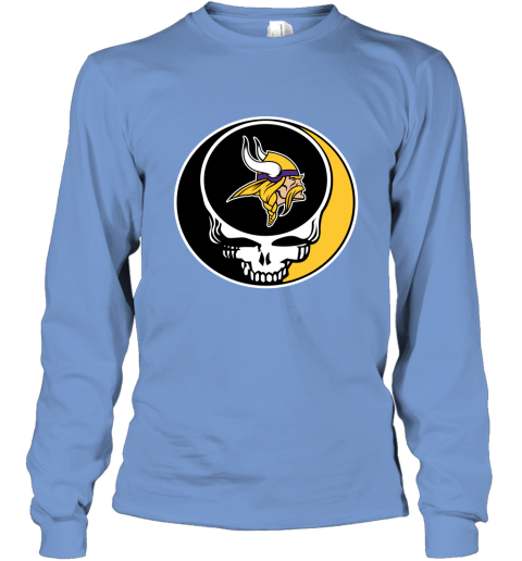 NFL Minnesota Vikings Grateful Dead Rock Band Football Sports DxZUuSj3yIm long sleeve tee 14 95 151514 front carolina blue
