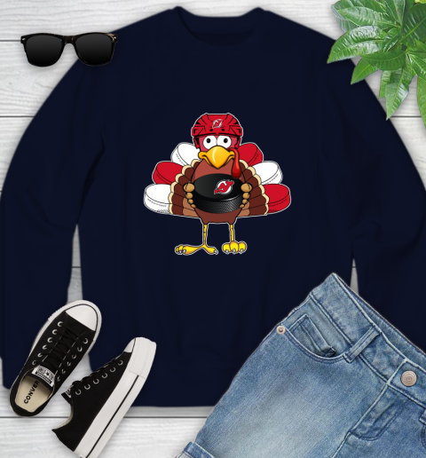 New Jersey Devils Turkey Thanksgiving Day Youth Sweatshirt 3