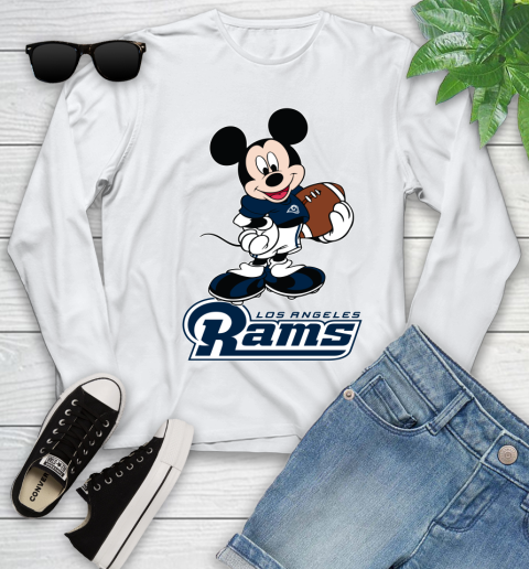 NFL Football Los Angeles Rams Cheerful Mickey Mouse Shirt Youth Long Sleeve 2