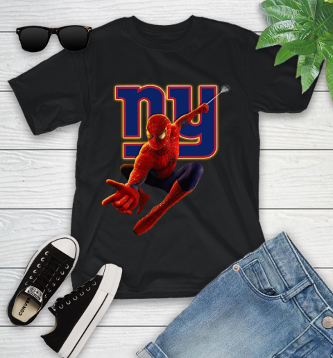 NFL Spider Man Avengers Endgame Football New York Giants Youth T-Shirt 2