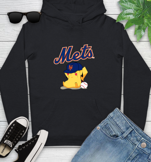 MLB Pikachu Baseball Sports New York Mets Youth Hoodie 2