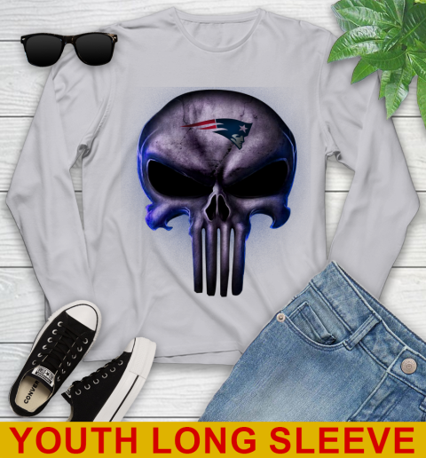 New England Patriots NFL Football Punisher Skull Sports Youth Long Sleeve 5