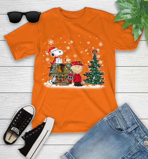 NHL Chicago Blackhawks Snoopy Charlie Brown Woodstock Christmas Stanley Cup Hockey Youth T-Shirt 9