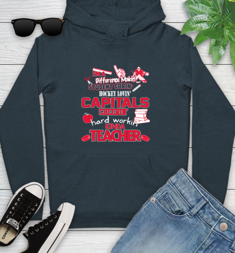Washington Capitals NHL I'm A Difference Making Student Caring Hockey Loving Kinda Teacher Youth Hoodie 10