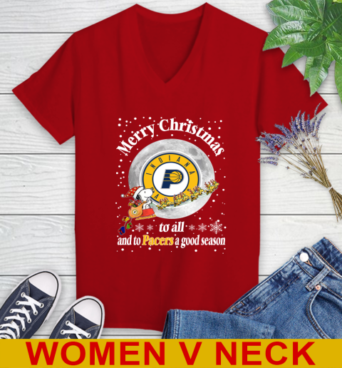 Indiana Pacers Merry Christmas To All And To Pacers A Good Season NBA Basketball Sports Women's V-Neck T-Shirt 10