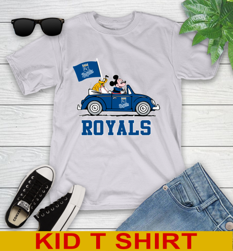 MLB Baseball Kansas City Royals Pluto Mickey Driving Disney Shirt Youth T-Shirt 5