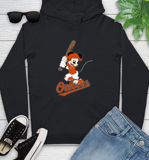 MLB Baseball Baltimore Orioles Cheerful Mickey Mouse Shirt Youth Hoodie