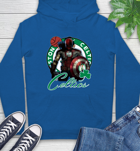 Boston Celtics NBA Basketball Captain America Thor Spider Man Hawkeye Avengers Hoodie 9