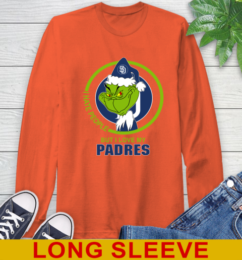 San Diego Padres MLB Christmas Grinch I Hate People But I Love My Favorite Baseball Team Long Sleeve T-Shirt 5