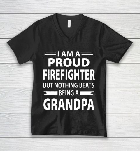 Grandpa Funny Gift Apparel  Firefighter Grandpa V-Neck T-Shirt