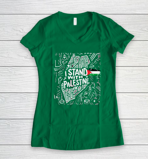 I Stand With Palestine Quote Free Palestine Women's V-Neck T-Shirt 3