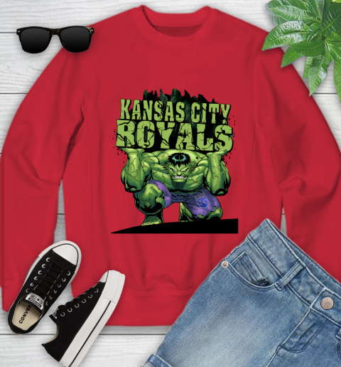 Kansas City Royals MLB Baseball Incredible Hulk Marvel Avengers Sports Youth Sweatshirt 9