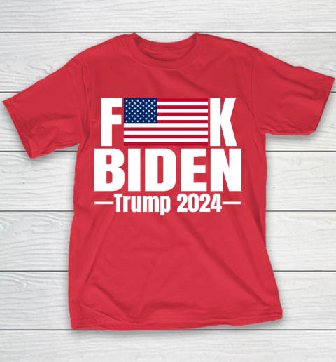 Fuck Biden American Flag Trump 2024 Youth T-Shirt 7