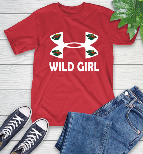 NHL Minnesota Wild Girl Under Armour Hockey Sports T-Shirt 11