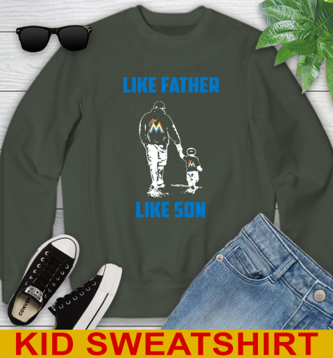 Miami Marlins MLB Baseball Like Father Like Son Sports Youth Sweatshirt 8