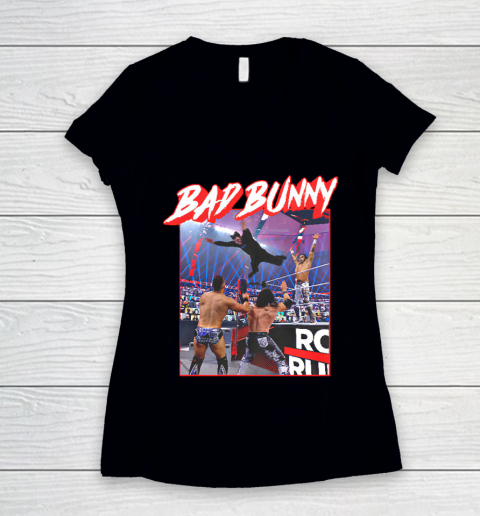 Bad Bunny WWE Women's V-Neck T-Shirt