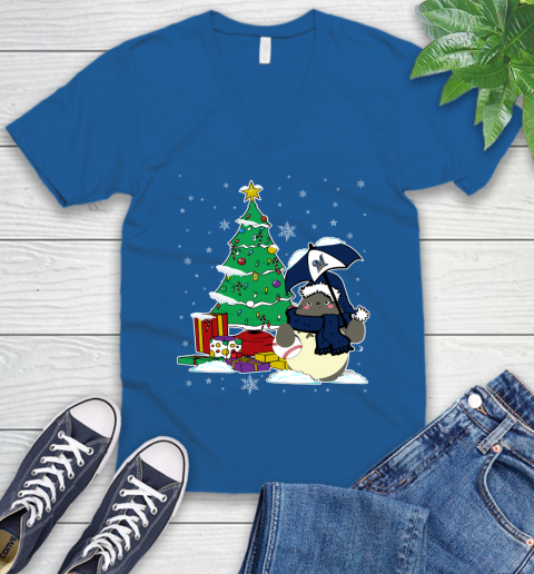 Milwaukee Brewers MLB Baseball Cute Tonari No Totoro Christmas Sports V-Neck T-Shirt 5