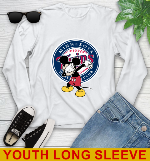 Minnesota Twins MLB Baseball Dabbing Mickey Disney Sports Youth Long Sleeve