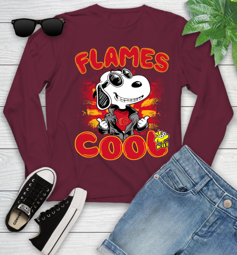 NHL Hockey Calgary Flames Cool Snoopy Shirt Youth Long Sleeve 5