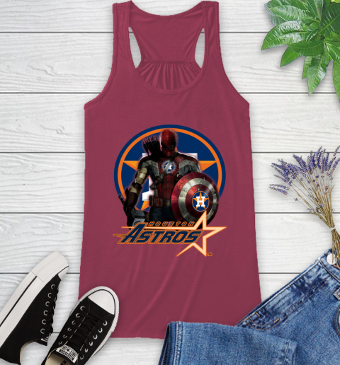 MLB Captain America Thor Spider Man Hawkeye Avengers Endgame Baseball Houston Astros Racerback Tank 8
