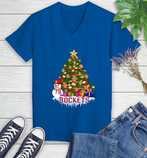 Houston Rockets Merry Christmas NBA Basketball Sports Women's V-Neck T-Shirt 10