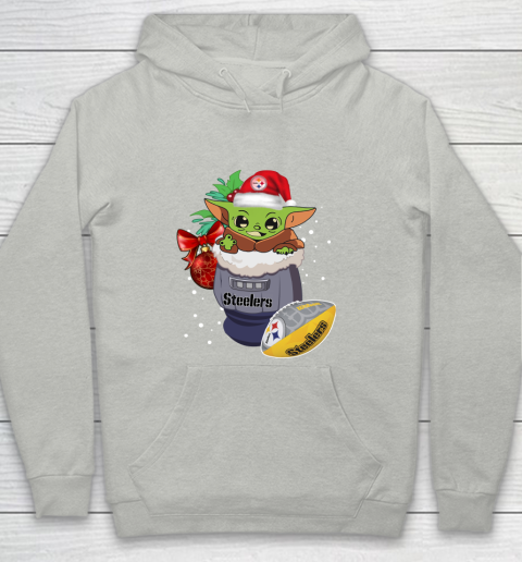 Pittsburgh Steelers Christmas Baby Yoda Star Wars Funny Happy NFL Youth Hoodie 2