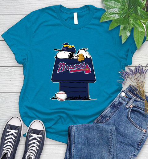 MLB Atlanta Braves Snoopy Woodstock The Peanuts Movie Baseball T Shirt Women's T-Shirt 7