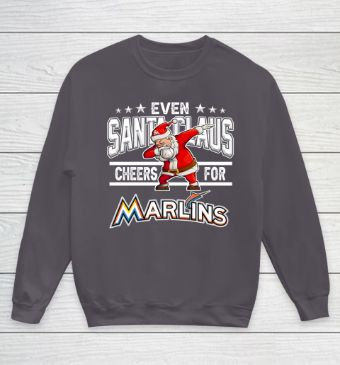 Miami Marlins Even Santa Claus Cheers For Christmas MLB Youth Sweatshirt 5