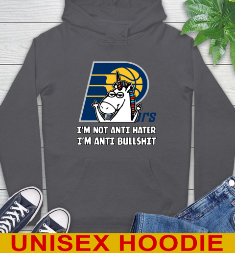 Indiana Pacers NBA Basketball Unicorn I'm Not Anti Hater I'm Anti Bullshit Hoodie 7