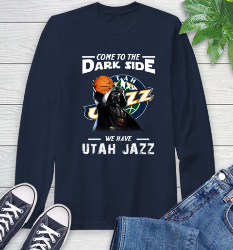 NBA Come To The Dark Side We Have Utah Jazz Star Wars Darth Vader Basketball Long Sleeve T-Shirt 3