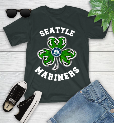 MLB Seattle Mariners Three Leaf Clover St Patrick's Day Baseball Sports Youth T-Shirt 6